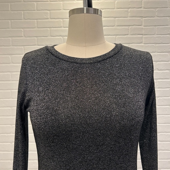 ZARA Fitted Dress in Black with Silver Lurex - Picture 4 of 5